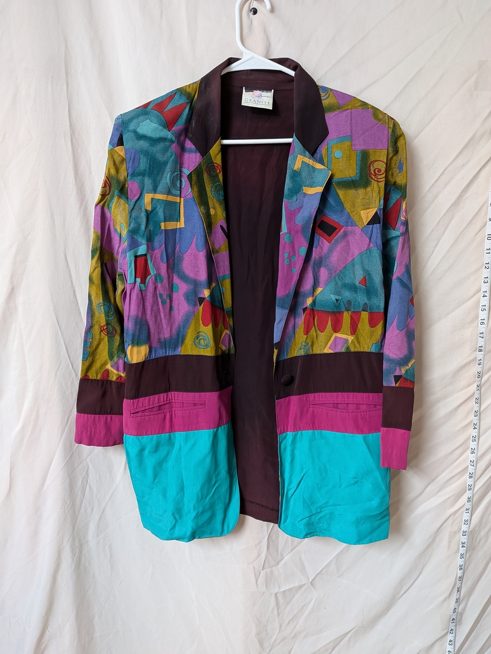 Vintage Granite 80s Abstract Geometric Blazer Jacket Bold Colorblock